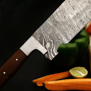 Damascus Steel Chef Knife Set with Leather Cover Stylish <b>Kitchen</b> Knife Collection for Cooking and Meal Preparation - Product Image 5