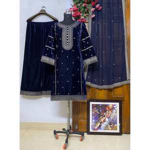 Conjunto de Ropa de Diseño Indio y Pakistaní para Fiestas, Top, Pantalón y Dupatta - Product Image 2