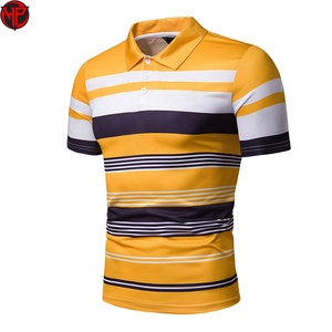 Camiseta de Manga Corta para Hombre, Lisa, Informal, de Punto, de Poliéster de Secado Rápido, Estampada por Sublimación, en Amarillo, Blanco y Azul Marino - Product Image 3