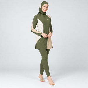 Ensemble Burkini Modeste 3 Pièces Personnalisable pour Femme Musulmane – Couverture Complète, Imprimé, Séchage Rapide, Élégant - Product Image 4