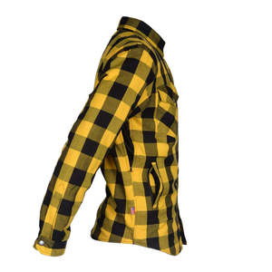 Yellow Unisex Motorcycle Racing Denim Patched <b>Flannel</b> <b>Shirt</b> with for Reinforcement Long Sleeve Button Down Winter Windproof - Product Image 3