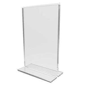 Premium High Transparent Acrylic Sign Holder Table Top Picture <b>Frame</b> Perspex <b>Double</b> Sided <b>Photo</b> <b>Frame</b> Stand With T-Shape Base - Product Image 1
