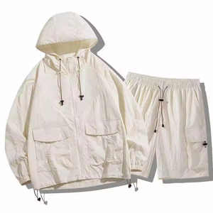 Conjunto Deportivo Corto para Hombre, Chaqueta Cortavientos Premium, Pantalones Cortos Deportivos, Dos Piezas, Ropa Informal para Entrenamiento Físico - Product Image 4
