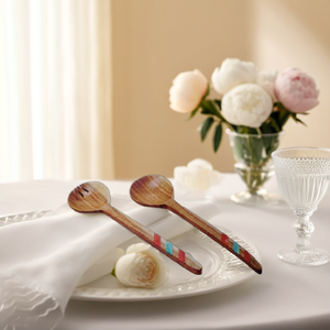 Meilleur Design 2 Pièces Vintage Couverts En Bois Serveur Cuillère Ensemble Qualité Artisanat Fabricant Indien En Gros Couverts Cadeaux - Product Image 3