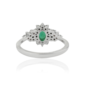 Beautiful Vintage Inspired 925 Sterling <b>Silver</b> 100% Genuine <b>Emerald</b> & Diamond Cluster <b>Ring</b> For Women's Party Wear - Product Image 6