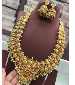 Classic Look Premium Quality Brass Gold Plated Necklace <b>Set</b> Earrings <b>Women</b> Designer Jewelry <b>Gift</b> Wedding Wear - Product Image 2