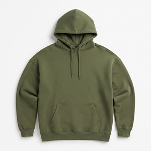 Sweat à capuche homme personnalisé, coupe oversize, vert olive, épaules tombantes, pull uni en molleton de coton épais, style streetwear - Product Image 3