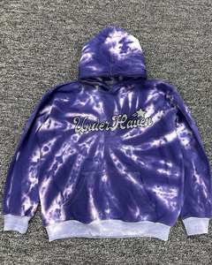 เสื้อฮู้ดดี้ผ้าฝ้ายหนาน้ำหนักมาก ขนาดใหญ่พิเศษ ย้อมสีพื้น/ย้อมแบบไท-ได  ปรับแต่งได้ 100% สำหรับผู้ชาย สไตล์สตรีทแวร์ฤดูหนาว ปักลายประดับคริสตัล - Product Image 1