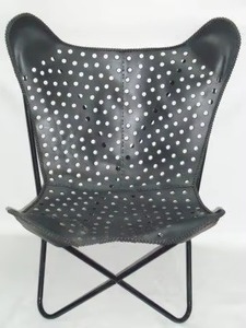 Vintage Leather Butterfly <b>Chair</b> Handmade Accent Lounge <b>Chair</b> Metal Legs Living Room Hotel Furniture - Product Image 6
