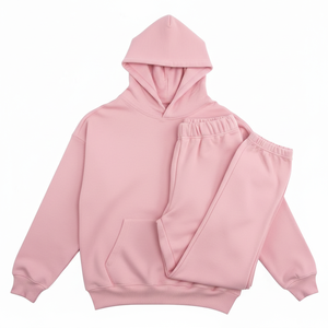 Conjunto Deportivo Ligero con Capucha y Estampado Personalizado, Pantalones con Cintura Elástica y Sudadera Lisa para Unisex - Product Image 1