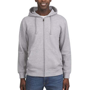 Sweat-shirts à capuche pour hommes en satin 100 % coton épais, gris chiné, respirants, entièrement zippés, avec logo personnalisé, vente en gros 2026 - Product Image 5