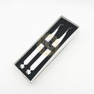 Pince à épiler de luxe en acier inoxydable à pointe diamantée 90/45 degrés, outils de pose de cils de haute qualité, étiquette personnalisée, pour faux cils - Vente en gros - Product Image 2