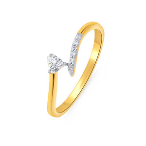 Bague ouverte en forme de cœur avec pierre solitaire de laboratoire, plaquée or, style pavé de diamants, bijoux de fiançailles pour femmes - Product Image 1