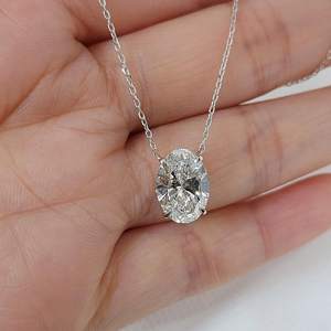 Collier pendentif en zircone cubique de forme ovale, plaqué rhodium, chaîne en acier inoxydable, style classique, unisexe, bijoux à porter au quotidien - Product Image 3