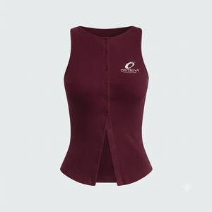 Débardeur côtelé vert pour femme, col rond, couleur unie, style formel, longueur standard, polyester/coton, éco-responsable - Product Image 3