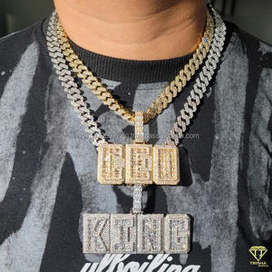 Pendentif en diamant de laboratoire de qualité supérieure « CEO KING » avec chaîne cubaine entièrement pavée, bijoux hip-hop, vente en gros - Product Image 3