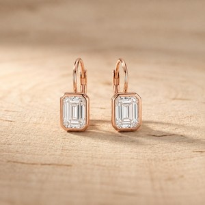 2.00 Carat Lab Grown Diamond Emerald Cut <b>Drop</b> Earrings Color E Clarity VVS 10K 14K 18K Solid Gold for Women Fine Jewelry - Product Image 3