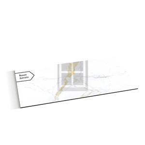 60x120 Efecto de mármol Blanco Brillo amarillento Cuerpo completo Pulido Porcelana esmaltada Azulejos de piso y pared - Product Image 1