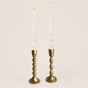 Handcrafted Antique <b>Brass</b> Taper Candle Holders Set of 2 Gold Metal <b>Candlestick</b> Stand for Event Table Decor and Home Accent - Product Image 1