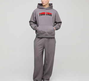 Conjunto de Sudadera con Capucha Gris para Hombre, Diseño Color Block, Felpa, 100% Algodón, Ropa Urbana, Ropa de Invierno - Product Image 5