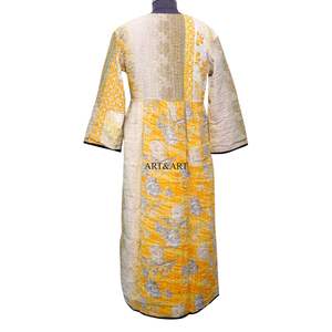 Vestido estilo A de algodón 100% con estampado floral kantha, elegante para el día a día y para mujeres confiadas en el trabajo, ecológico y cómodo de llevar. - Product Image 6