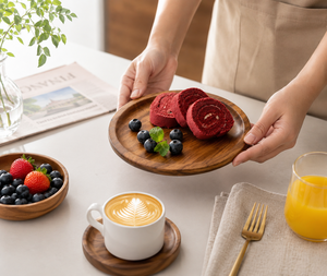 Plateau de service en bois de qualité supérieure pour la maison, les cafés et les restaurants, plateau de service en bois fait main pour le petit-déjeuner et les collations - Product Image 2