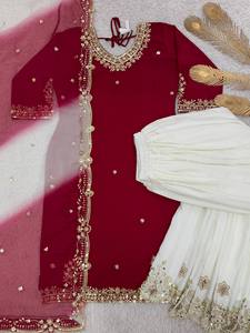 Conjunto Étnico Salwar Kameez para Mujer, Kurta Bordada, Palazzo, Dupatta, Traje Tradicional para Boda, Diwali, Fiesta, Secado Rápido, India - Product Image 4