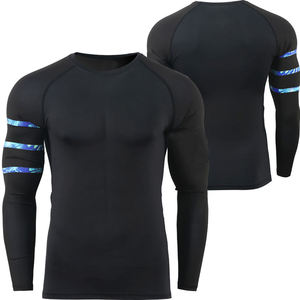 Wholesale Breathable Short Sleeve <b>Compression</b> Fitness Gym MMA Rash Guard <b>Shirts</b> <b>Custom</b> Silk Screen Printed Spandex/Polyester - Product Image 1