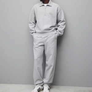 Nouveau survêtement élégant pour homme, gris, demi-zip, respirant, manches longues, logo personnalisé, couleur unie, tenue de sport décontractée - Product Image 1