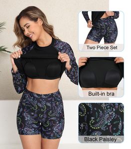 Maillot de bain deux pièces personnalisable pour femme à manches longues, protection solaire, rash guard, tenue de plage - Product Image 6