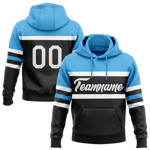 Sweat-shirt à capuche sportif noir et bleu ciel, nouvelle conception, personnalisé, cousu sur mesure, vente en gros directe pour l'industrie - Product Image 1