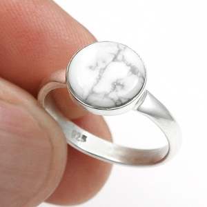 Minimalist Style Round Shaped Natural White Turquoise Gemstone Unisex Wear Stacking <b>Boho</b> <b>Ring</b> Crafted From 925 Sterling Silver - Product Image 5