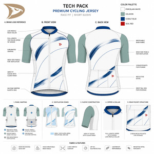 Maillot de cyclisme personnalisé style porcelaine OEM haute performance avec panneaux en mesh et sublimation - Product Image 5