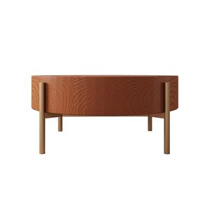 Tavolino rotondo rustico con piano in legno massello e gambe in metallo - Product Image 4