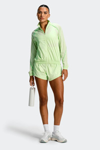 Ensemble veste coupe-vent légère verte zippée et short pour femme, vêtements de sport décontractés, ensemble de survêtement deux pièces de qualité supérieure - Product Image 6