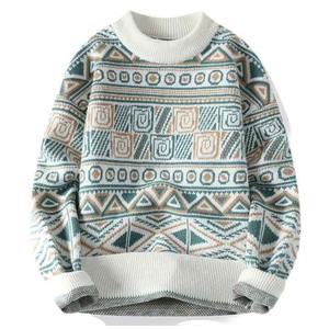Sudaderas de cuello en V retro cálidas y holgadas para hombre, con estampado informal, para otoño e invierno, capas base gruesas, venta al por mayor 2026 - Product Image 1