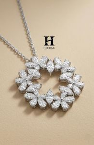 Dainty Diamond Eternity Flower <b>Pendant</b> Necklace <b>Solid</b> <b>Gold</b> Lab Created Diamond Wreath Jewelry Minimalist Luxury Bridal Jewelery - Product Image 2