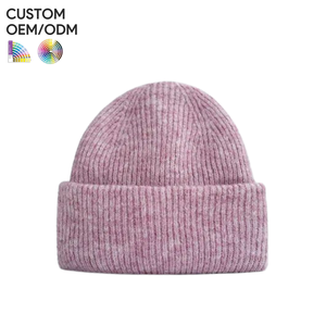 Mens winter beanie <b>hat</b> cotton thick knit style custom logo OEM ODM support for brand manufacturing - Product Image 1