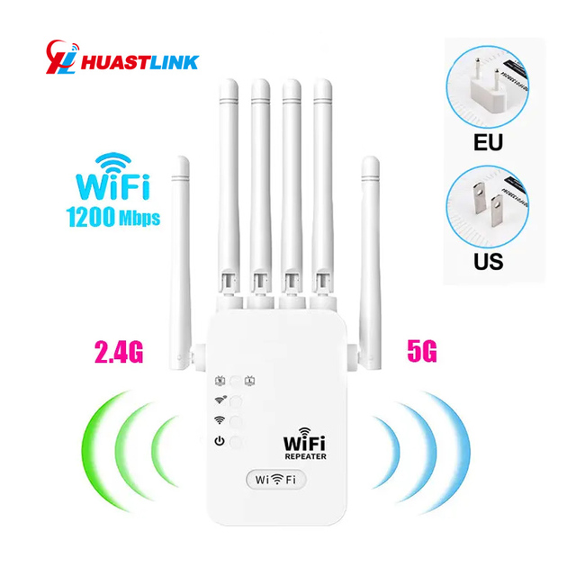2.4ghz 5ghz Wifi Repeater 1200mbps 6 Antennas Wireless Wi-fi Extender 802.11n Long Range Signal Booster Amplifier and Repetidor