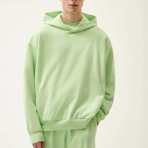 Latest High Quality <b>Green</b> Solid Knitted Jersey 100% Cotton Oversized Pullover <b>Hoodies</b> <b>Men</b> Warm Breathable Quick Dry Customizable - Product Image 1