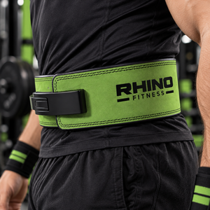 Ceinture de musculation ajustable en cuir vert Rhino Fitness avec soutien lombaire pour adultes - Product Image 1