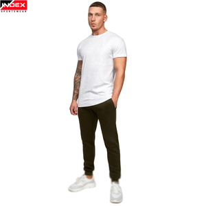 INDEX Men's White Short Sleeve T-Shirt O-Neck Slim Fit Casual Knitted Cotton Solid Color Breathable Sportswear - Product Image 1