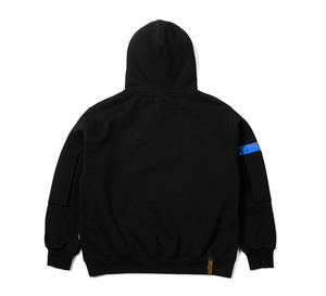 Sweat-shirt à capuche noir pour homme, coupe oversize, en coton French Terry, avec poche, style décontracté pour l'automne, logo sur la manche gauche - Product Image 1