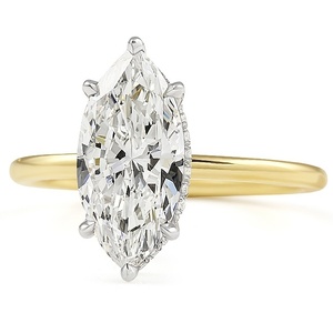 แหวนเพชรเม็ดเดี่ยวทรงมาร์คีส์ 1.90 กะรัต หรูหรา พร้อมวงแหวนซ่อนแบบ V Prong ตัวเรือนทองคำแท้ เป็นมิตรต่อสิ่งแวดล้อม ประดับด้วยเพชรสังเคราะห์ - Product Image 2