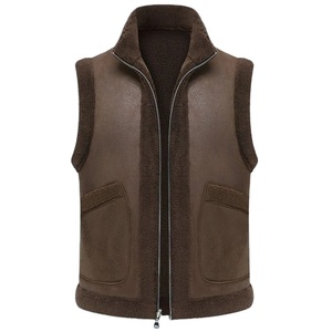 Automne hiver hommes décontracté laine gilets col montant fermeture éclair sans manches polaire gilet veste mode velours cuir chauffé - Product Image 1