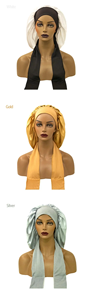 Gorro de Dormir Ajustable de Satén para Mujer con Lazo Largo, Gorro Elástico para el Cuidado del Cabello, Turbante para Ducha para las Cuatro Estaciones - Product Image 3
