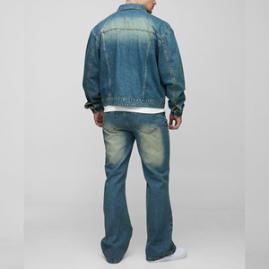 <span class=keywords><strong>Giacca</strong></span> in Denim di Qualità per Uomo, Casual, con Ricami, Antivento, <span class=keywords><strong>Oversize</strong></span>, Spalle Scese, Effetto Vissuto, Nero, 100% Cotone, Invernale - Product Image 2
