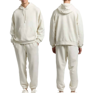 High Quality 100% Cotton Custom Hoodie Sweatpants Set Oversized Streetwear Tracksuit for <b>Men</b> for Winter - Product Image 1