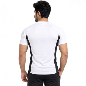 T-shirt de sport léger en polyester/coton molletonné à manches courtes, coupe classique, confortable pour l'entraînement physique et la musculation - Product Image 4