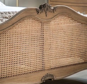 Modern <b>Rattan</b> Headboard and Footboard <b>Bed</b> <b>Frame</b> Wooden Bedstead Black and Natural Panel <b>Bed</b> for Hotel Home Bedroom - Product Image 6